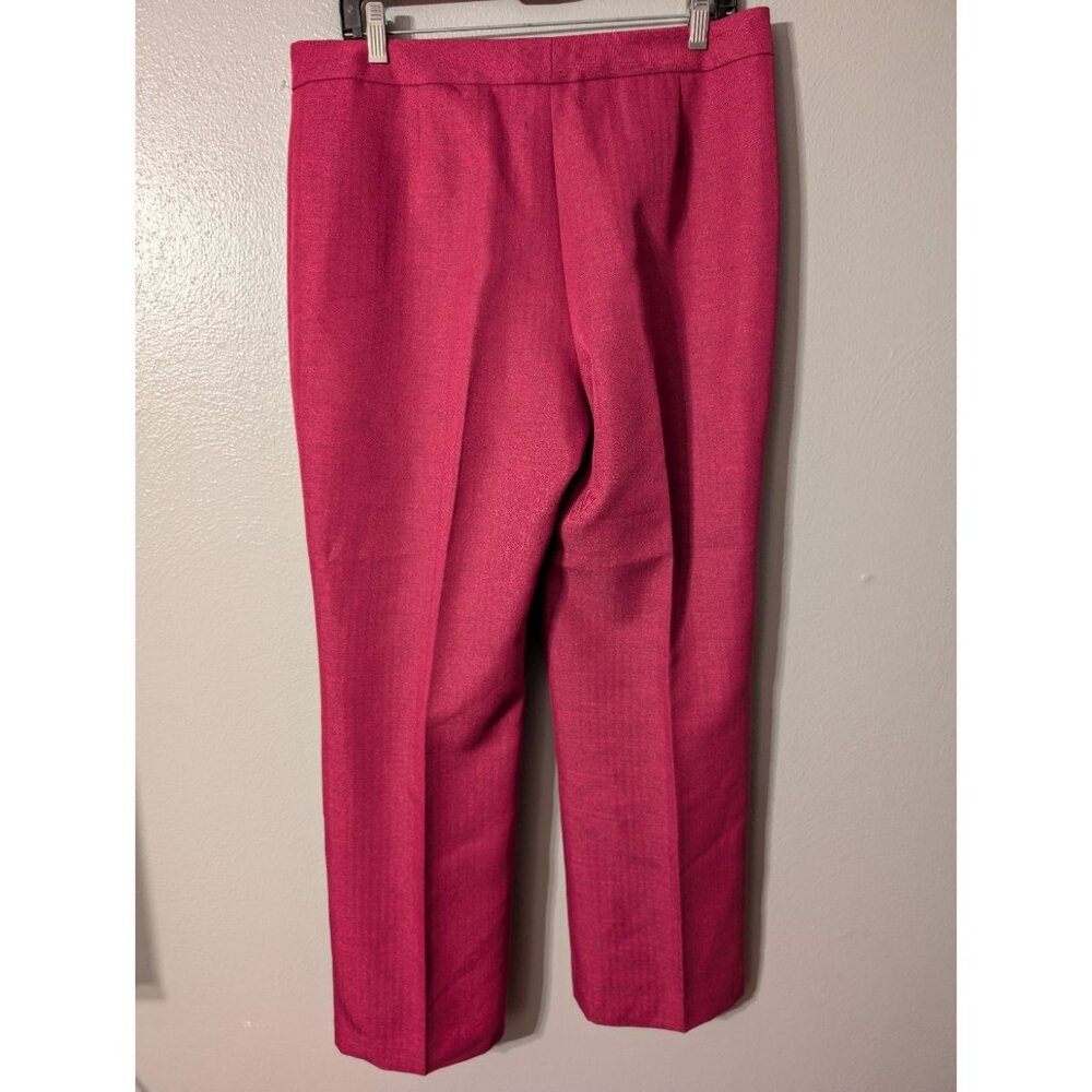 Le Suit Womens Size 10 Dress Pants Magenta Pink Herringbone Lined Career - Picture 2 of 6